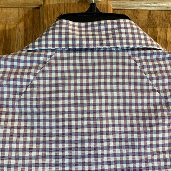 Kenneth Cole Reaction Slim Fit Shirt Purple Plaid Check - Men’s 15 1/2 34/35 Med - Picture 3 of 6
